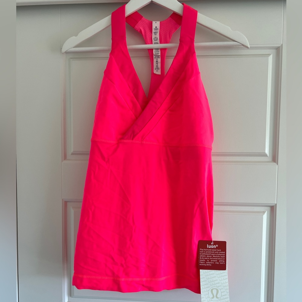 Lululemon Deep Breath Tank Flash Neon Coral Size 8 NWT